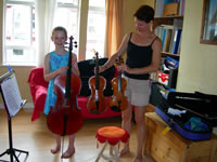 Rebecca and Karen with instruments